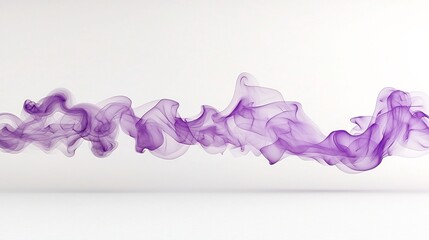 Poster - Delicate Ethereal Flowing Purple Smoke Swirls and Curls on a Pristine White Background Evoking a Sense of Elegant Serenity and Peaceful Tranquility