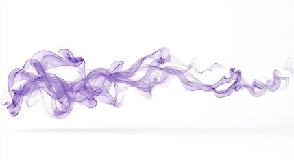 Poster - Captivating image of delicate flowing purple smoke gently drifting across a clean white background creating a soft soothing and ethereal visual experience