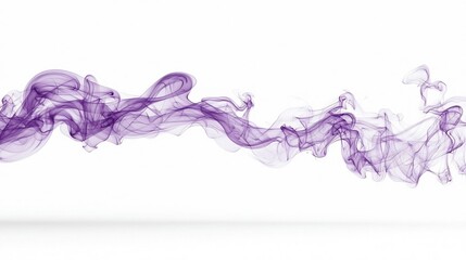 Poster - Elegant and Flowing Purple Smoke Swirling in Soft Captivating Lines Against a Minimalist White Background Conveying a Sense of Warmth Fluidity and Sophistication