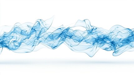 Aufkleber - Graceful blue smoke patterns with soft complex curves isolated on white symbolizing an elegant luxurious and calming flow  This abstract minimalist design evokes a sense of tranquility serenity