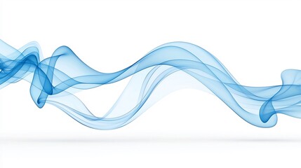 Poster - Mesmerizing abstract blue smoke with delicate flowing curves on a white background creating a warm and sophisticated atmosphere with a graceful fluid movement and serene calming ambiance