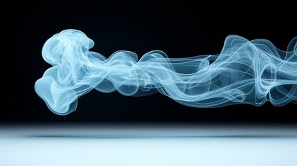 Fototapete - Elegant and Fluid Blue Smoke Swirls on a White Background Creating a Sense of Modernity and Refinement with Soft Curved Lines and a Warm Calming Atmosphere