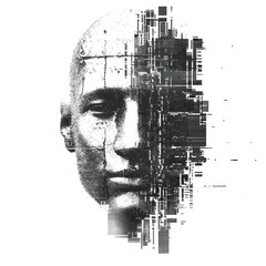 Poster - Abstract digital human face illustration