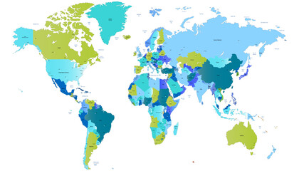  World map. Color modern vector map. Silhouette map
