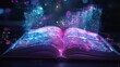 © Wuttichai - Futuristic Open Book with Holographic Interactive 3D Content Symbolizing Digital Reading Evolution