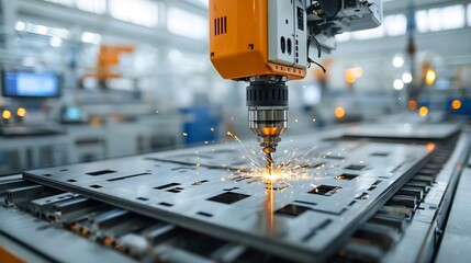 Poster - High powered industrial drill effortlessly piercing through metal