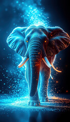 Naklejka na meble Elephant with Neon Glow in 3D Night Scene