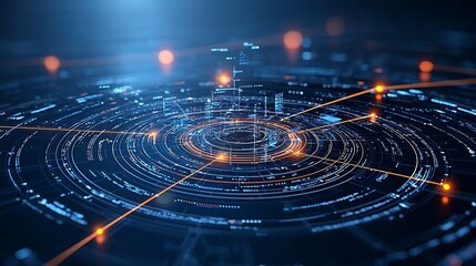 Leinwandbilder - Futuristic digital connectivity concept with interconnected data streams and glowing light lines forming a web of information in a futuristic environment