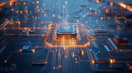 Aufkleber - Interconnected digital data streams and glowing light lines forming a futuristic web of information in a modern technological environment  Abstract concept of digital connectivity and communication