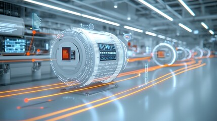 Leinwandbilder - Futuristic digital scene depicting a seamless network of interconnected devices and data points linked by glowing light trails that create a dynamic and efficient digital connectivity landscape