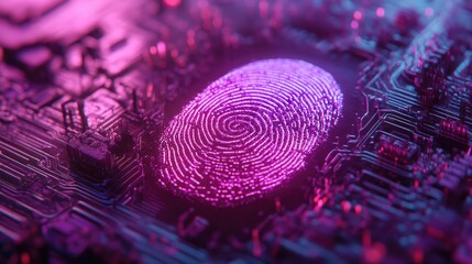 Digital Fingerprint on Circuit Board Background