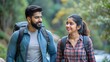 © N7 - 'Casual Indian Couple Exploring Nature' – A casual shot of an Indian couple on an outdoor adventure, hiking through nature, symbolizing togetherness and exploration.