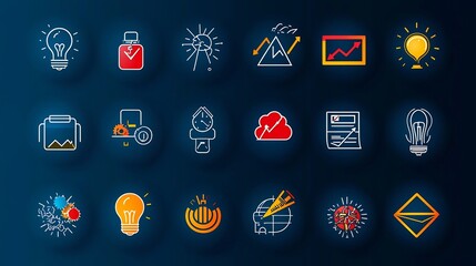 Leinwandbilder - Comprehensive Icon Collection for Visualizing Risk Management Themes and Concepts in Business Finance and IT Applications
