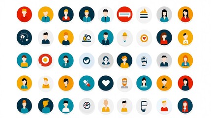 Fototapete - Customizable icons designed to represent diverse user profiles avatars and account identities in a simple modern and scalable format  These stylized character symbols can be used in web applications