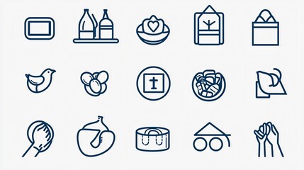 Poster - A comprehensive collection of icons representing various forms of giving donation and volunteering activities  These clean modern symbols convey the concepts of humanitarian aid community support