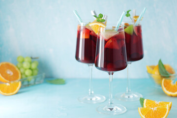 Wall Mural - Glasses with traditional Spanish drink Sangria