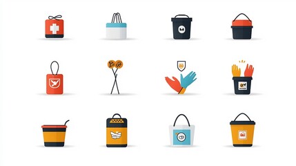 Poster - A collection of vibrant icons depicting the essence of charitable giving community support and humanitarian aid  These symbols represent the spirit of kindness compassion