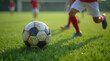 © Анатолий - Player prepares to kick soccer ball on lush grass field during match