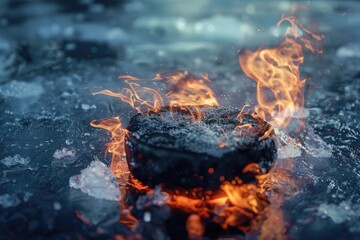 Wall Mural - Close-up shot of a grill with flames, suitable for food or BBQ themed content