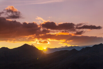 Wall Mural - Mountains on sunset