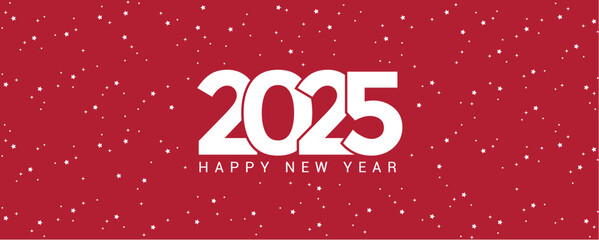 Wall Mural - 2025 happy new year red banner with stars vector illustration
