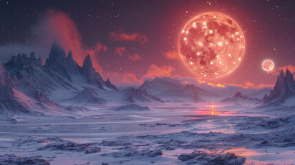 Wall Mural - unknown planet from outer space. space nebula. cosmic cluster of stars. outer space background