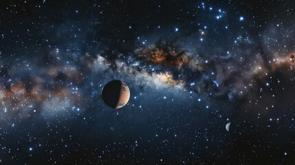 Wall Mural - unknown planet from outer space. space nebula. cosmic cluster of stars. outer space background