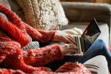 Sticker - A person working from home with a laptop