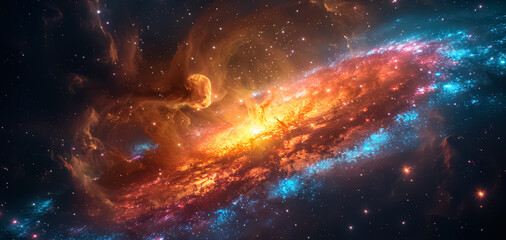 Wall Mural - space background with stardust and shining stars. realistic cosmos and color nebula. colorful galaxy