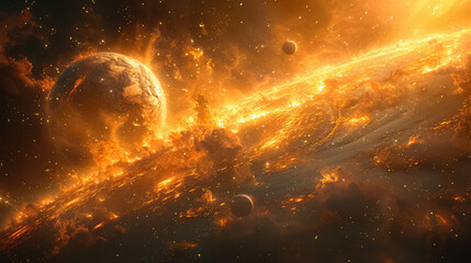 Wall Mural - unknown planet from outer space. space nebula. cosmic cluster of stars. outer space background