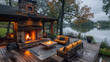 © lali - Beautiful inviting outdoor living room with a fireplace