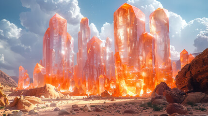 Wall Mural - Alien landscape in a desert-like environment