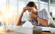 © peopleimages.com - Business woman, office and tissue with sick, sneeze and flu illness at work with professional at desk. Health, sinus and allergy of employee with cold, virus or hay fever of staff with covid
