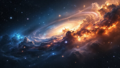 Wall Mural - Space background with stardust and shining stars. Realistic cosmos and color nebula. Colorful galaxy