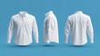 © Unic - Blank long sleeve collared shirt mockup front and back views plain tshirt design presentation for print 3D rendering 3D illustration