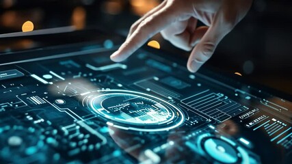 Wall Mural - a technology consultant working on business automation systems, demonstrating solutions on a futuris