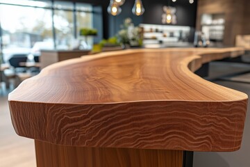 Natural wooden countertop with organic grain patterns for product display