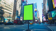 © Akash Tholiya - Bus stop in New York city with vertical digital OOH mock up with green screen