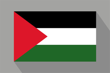 Wall Mural - Palestinian flag with shadow, vector illustration. The national flag of Palestine.