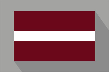 Wall Mural - Latvian flag with shadow, vector illustration. The national flag of Latvia.