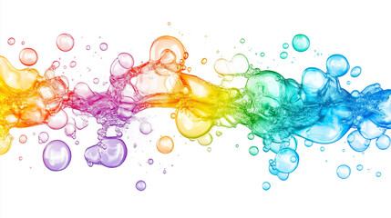 Wall Mural - colorful splashes, colorful bubbles, 3d render of a molecule, fluid, waterdrops, set of colorful bubbles