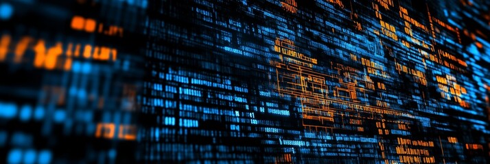 Abstract Technology Background. Binary Code. Programming, Coding, Hacking Concept. 3D Rendering