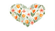 © NewFresh  - Watercolor heart with flowers and leaves isolated on a white background.