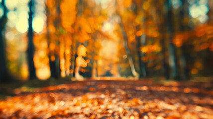 Wall Mural - the background is an autumn park, a blurred backdrop of yellow trees