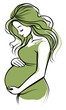 © Tollaru - Green Pregnant Woman Line Art - Flat Vector Illustration