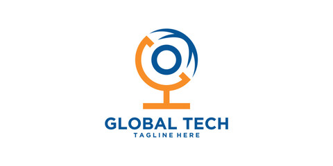 Wall Mural - logo design global tech, globe, technology, modern, education, logo design icon, vector, symbol, idea, creative.