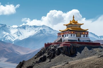 Wall Mural - The Temple in in Tibet on summit mountain architecture building landmark.