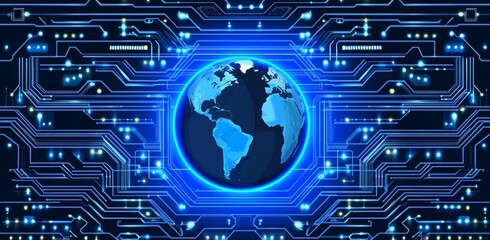 Technology background with futuristic digital communication and strategy. Modern illustrations.
