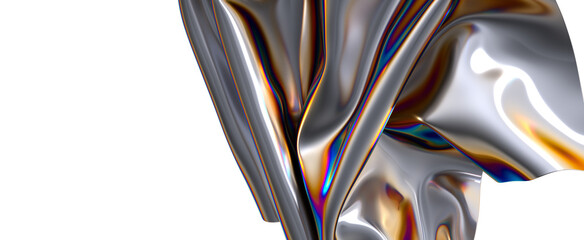Wall Mural - Shimmering metallic fabric with iridescent hues A swirl of color and texture