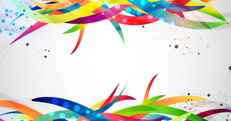 Leinwandbilder - Abstract colored background on a gray gradient. Curves painted in bright colors, arbitrarily mixed with each other. Hand drawn vector.
